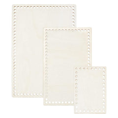 American Elm 3 Piece Rectangle Basket Bottom Set Wooden MDF Bases for Crochet & Knitting Bags