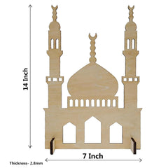 Cliths Wooden Mosque Standing Display Ramadan Eid Home Decor Islamic Art Decoration