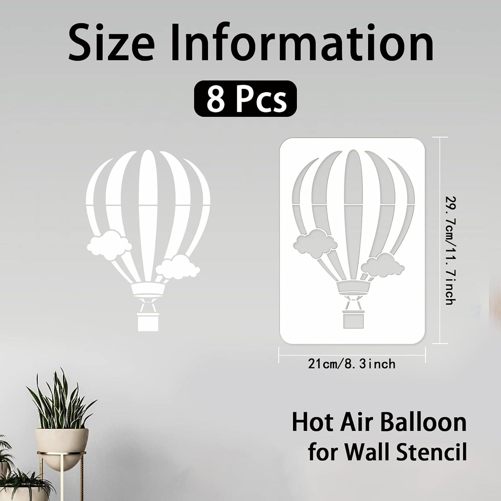 8 piece balloon stencil templates