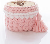 Cliths 3 Pcs Natural Wooden Basket Base with Rose Design Crochet Knitting Weaving DIY Craft Supplies for Home Decoration