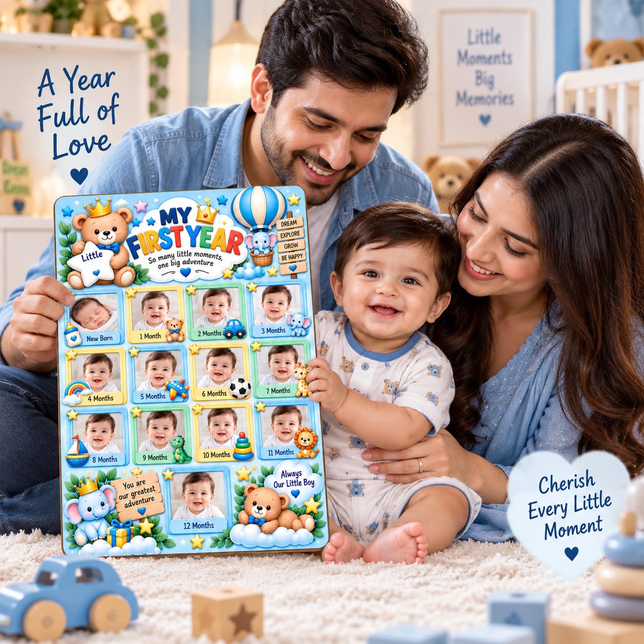 MDF baby milestone photo display frame