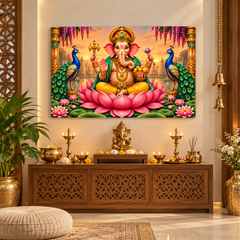 Lotus theme Hindu religious wall painting