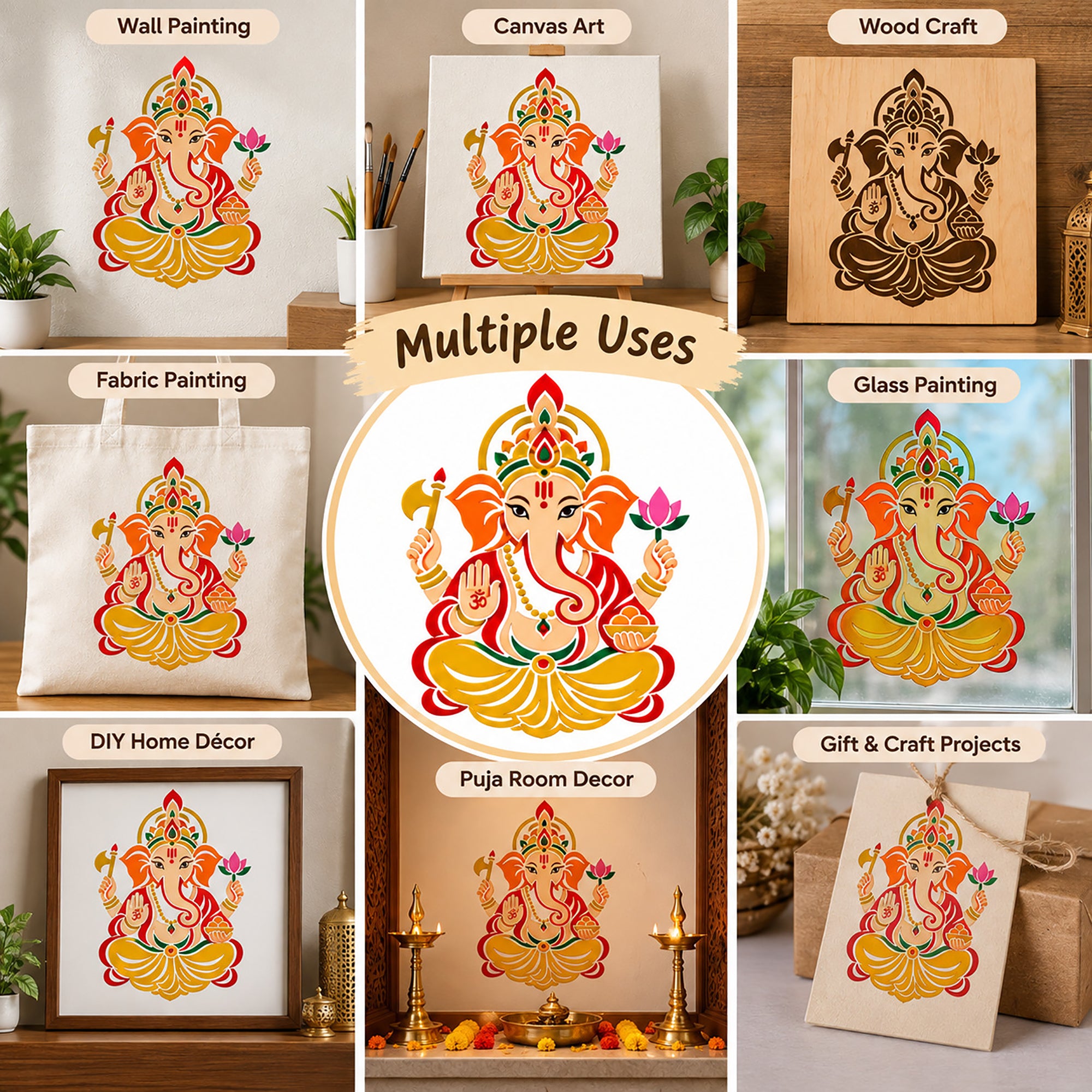 lord ganesh reusable stencil for art craft