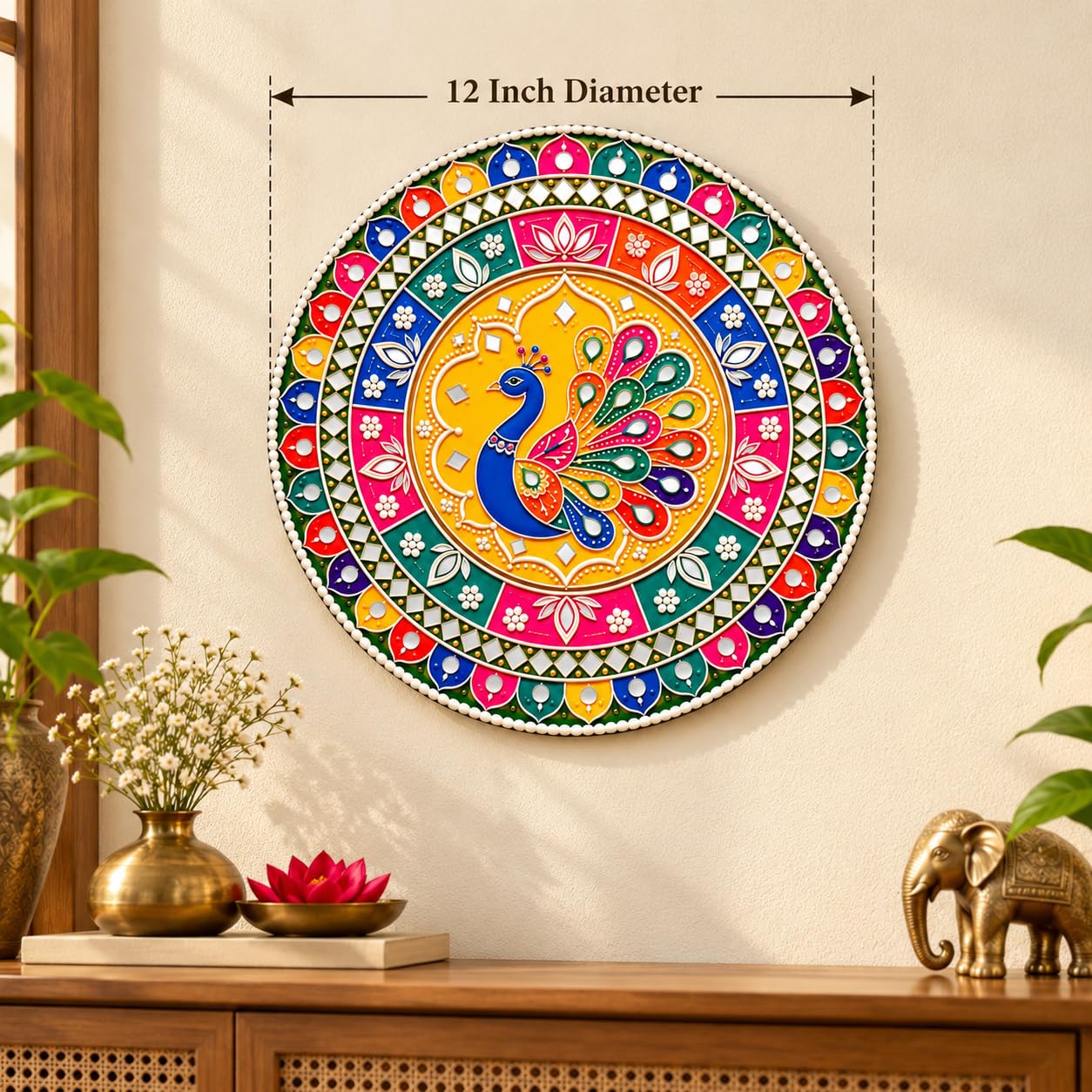 traditional Indian peacock wall art