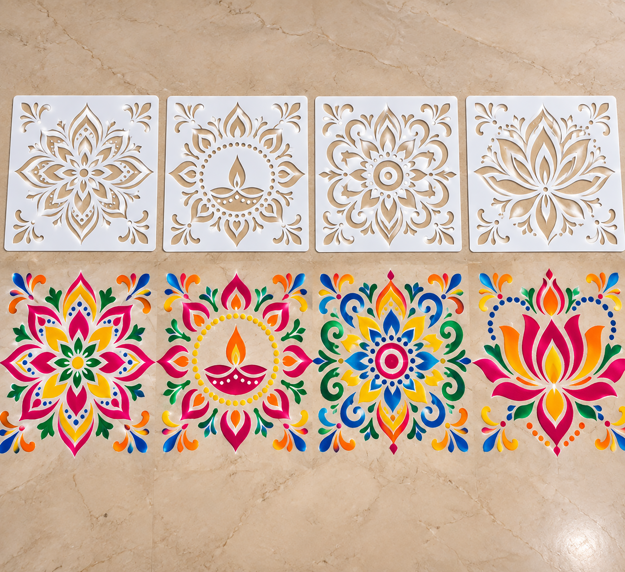reusable pet stencil for rangoli making
