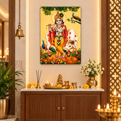 religious wall art for mandir Krishna theme