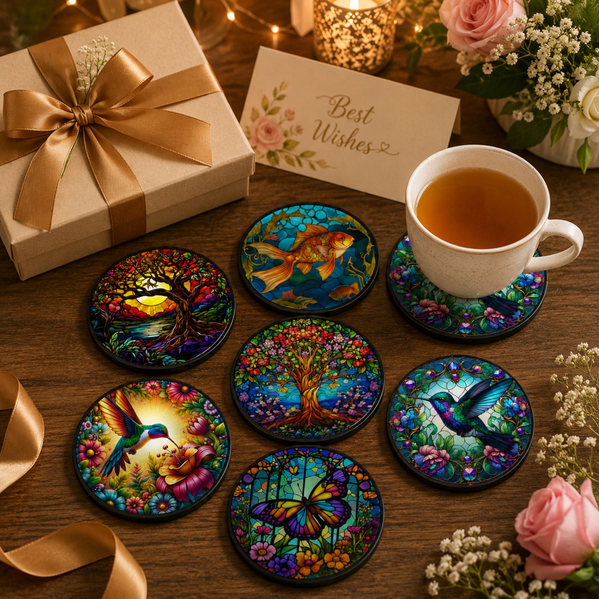 wooden tea coasters for home