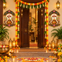 Traditional Indian auspicious wall hanging for doorway