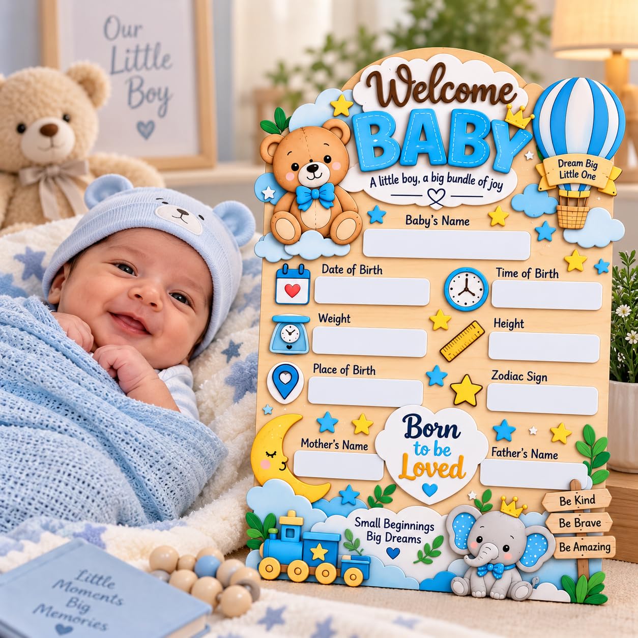Newborn nursery wall decor personalized name