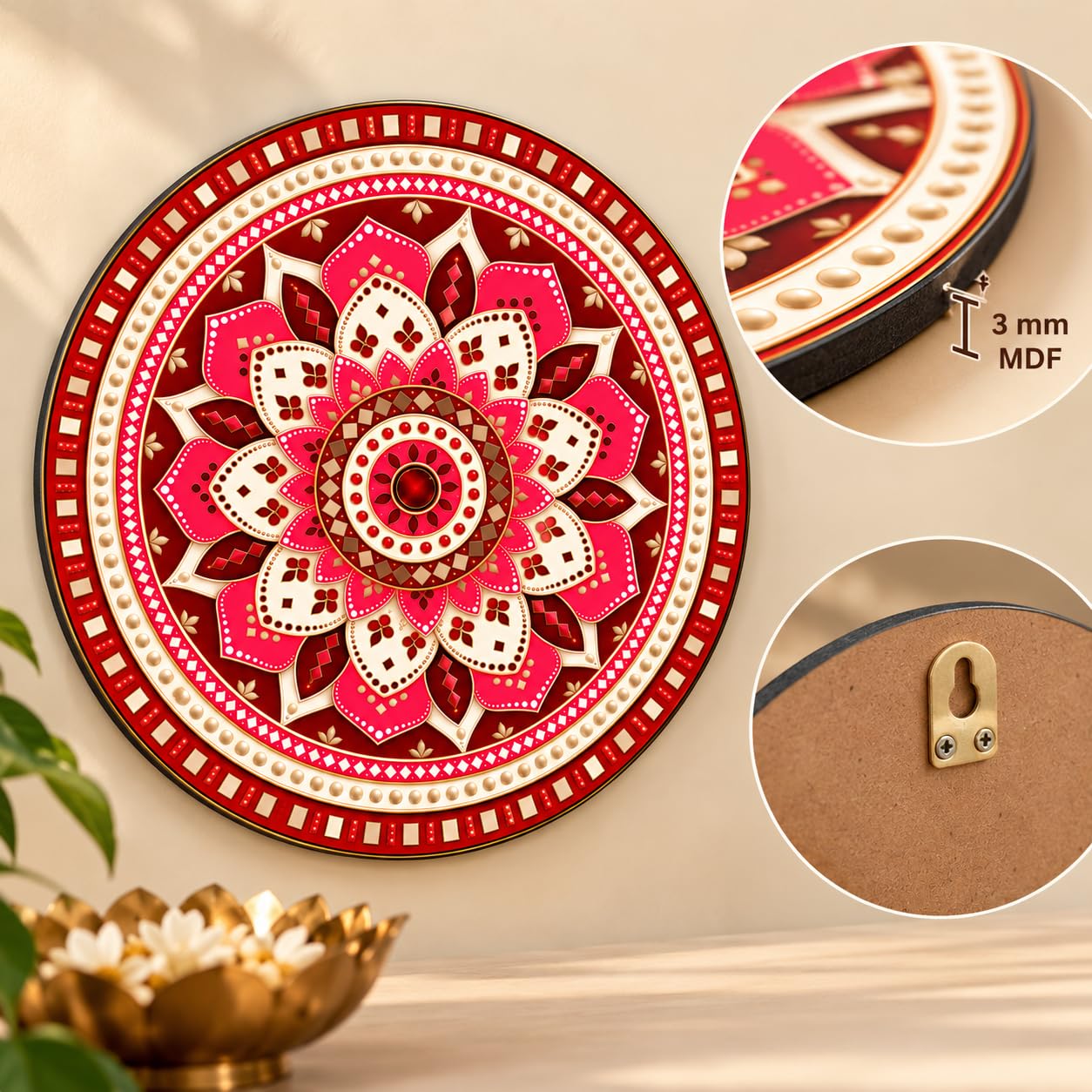 Colorful Round Mandala Wall Art for Bedroom Decor