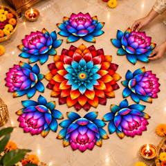 3mm MDF rangoli decoration set for floor