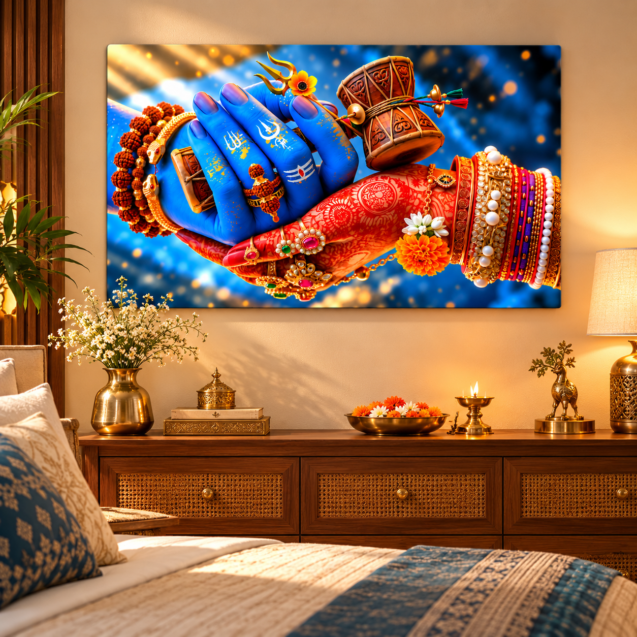 Shiv Parvati spiritual wall painting for home