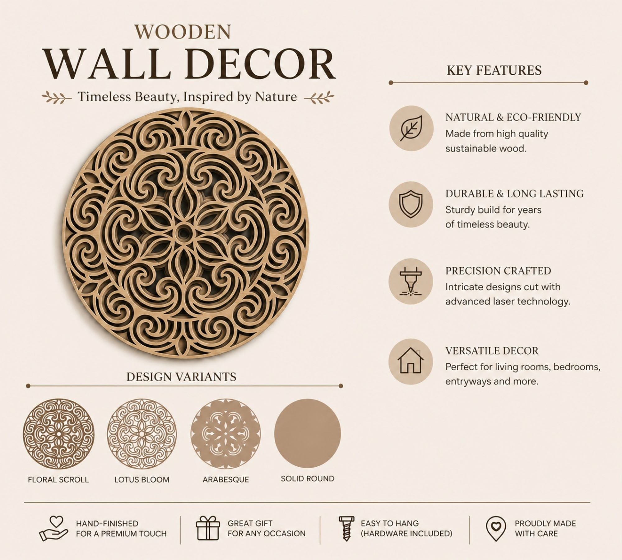 boho wooden mandala wall decor for home