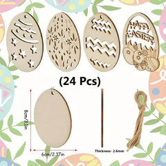 Unfinished wooden Easter egg ornaments for DIY crafts