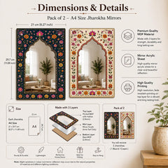 American Elm Pack of 2 Jharokha Mirror Wall Decor for Home Decor Living Room