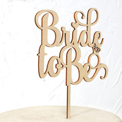 Cliths Wooden Bride Cake Topper Elegant Bridal Shower Cake Decor, Wedding, MDF "Bride" Sign for Wedding Parties