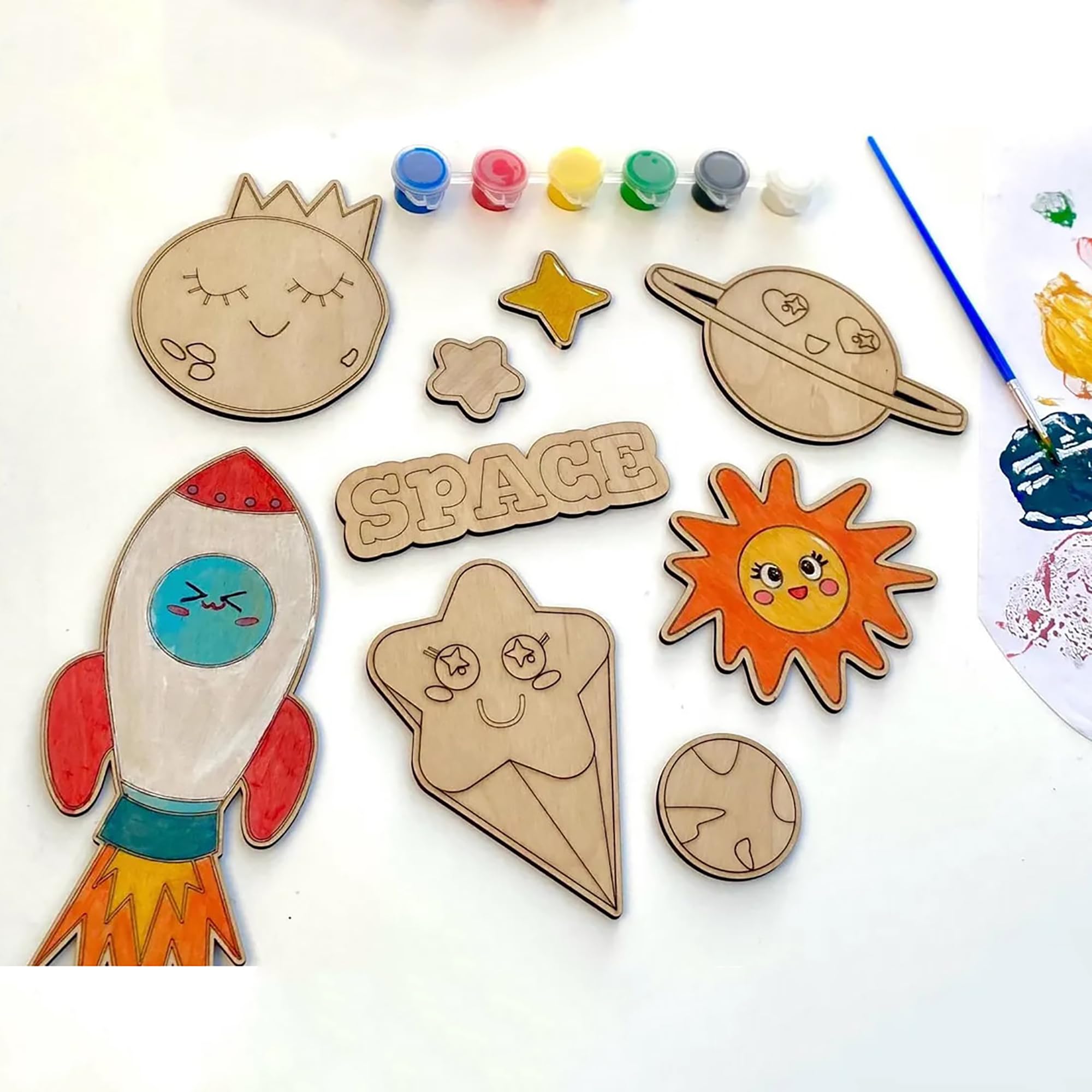 paintable rocket & planet shapes