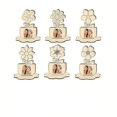 American Elm 12Pcs Wooden Flower Photo Frame DIY MDF Picture Holders with Stand for Painting Kids Craft Scrapbooking Gifting Mother’s Day Display Home Art Projects Unfinished Wood Frame