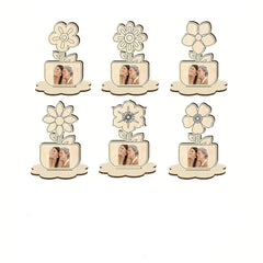 American Elm 12Pcs Wooden Flower Photo Frame DIY MDF Picture Holders with Stand for Painting Kids Craft Scrapbooking Gifting Mother’s Day Display Home Art Projects Unfinished Wood Frame