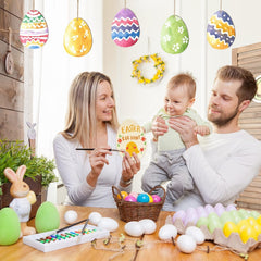 American Elm 10 Pcs Unfinished Wood Easter Egg Ornaments DIY Craft Kit Paintable Blanks for Spring Decor