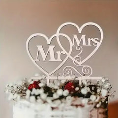 Farmhouse style wood cake topper for bridal celebrations