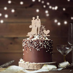 Cliths Wooden Wedding Cake Topper Mr & Mrs Rustic Bride & Groom, MDF Cake Insert for Wedding, Engagement Decor