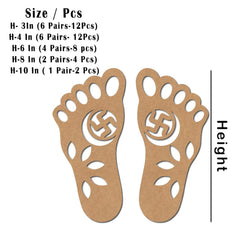 Cardboard foot templates with size chart on a white background