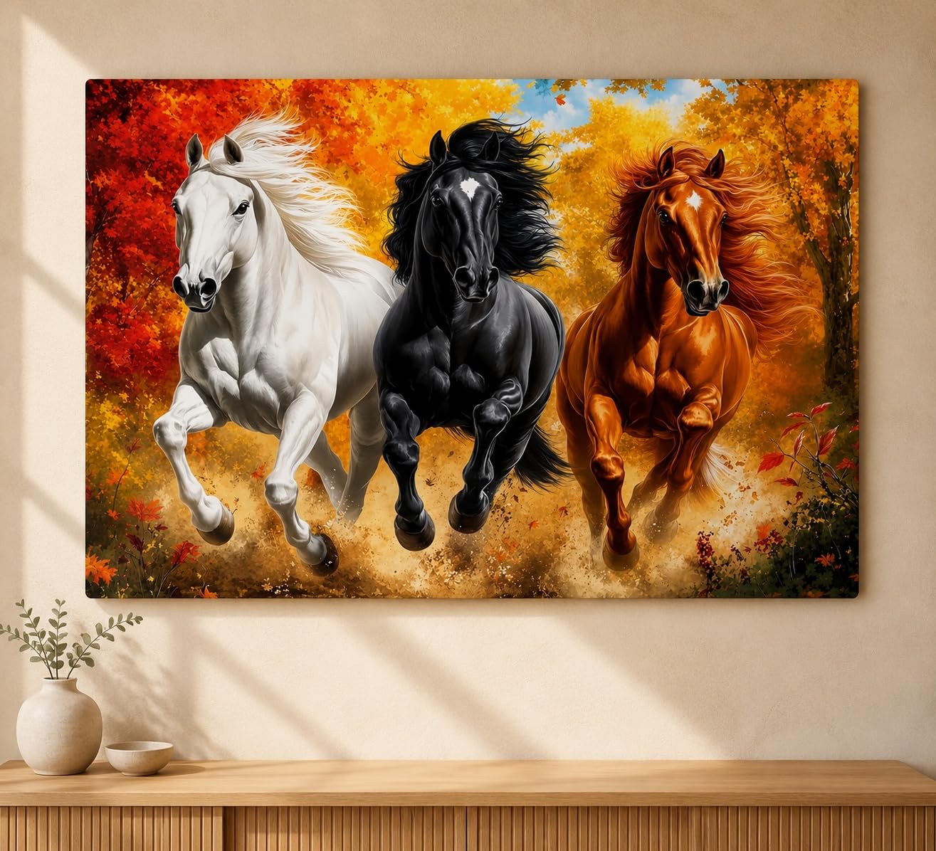 running horses wall decor for entrance