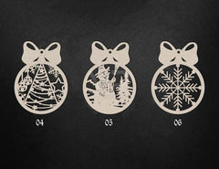 Three Christmas-themed cut-out decorations on a black background