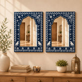 blue jharokha acrylic mirror wall hanging