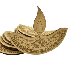 Cliths Pack of 12 Pre Marked Diya Cutouts for Diwali Decoration Easy to Colour and Paint DIY Craft Art and Craft Supplies (With Hole/Without hole)