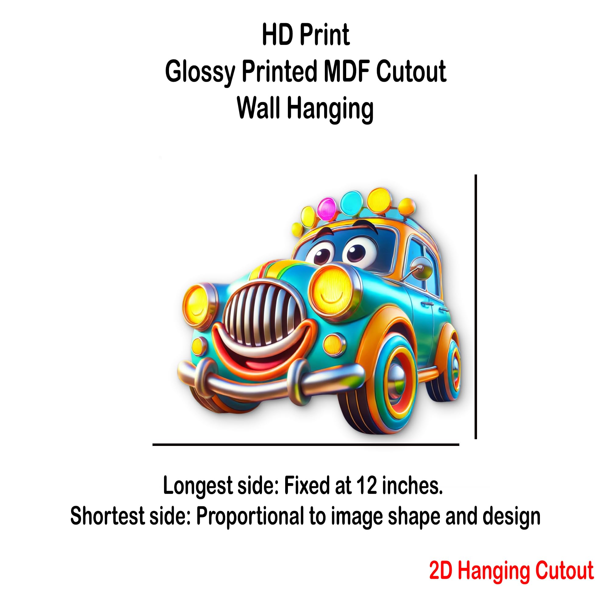 colorful birthday car toy 3d mdf wall decor for parties