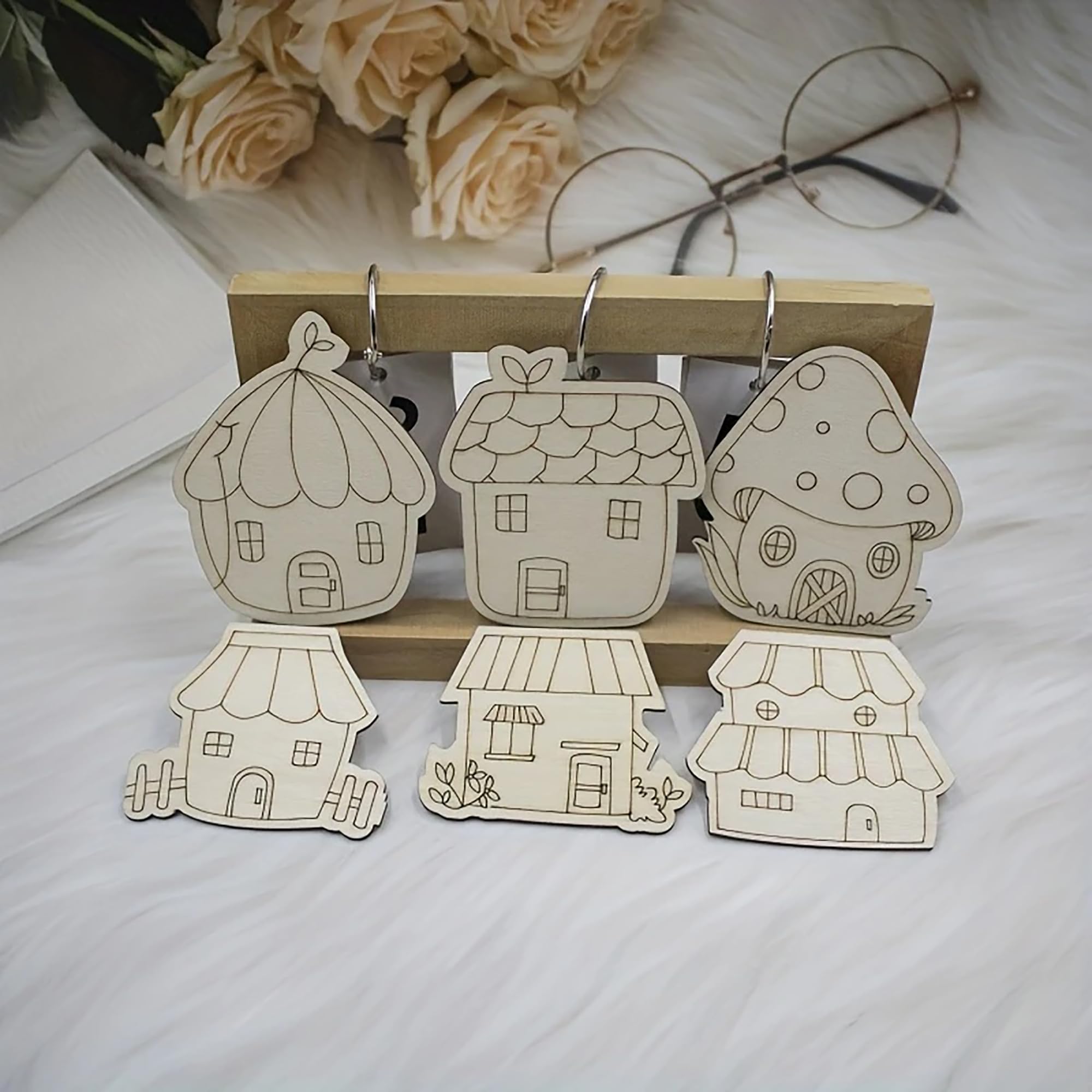 wooden house cutouts for crafts diy mini wood house decorations unfinished mdf wooden art shapes
