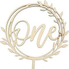American Elm First Birthday Cake Topper Set Wooden Fits Cakes, Photo Booth Props & Baby Shower Decor