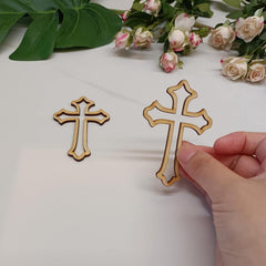 Cliths Pack of 20 Wooden Cross Cake Toppers MDF Christian Cross Craft Shapes Cross Decor