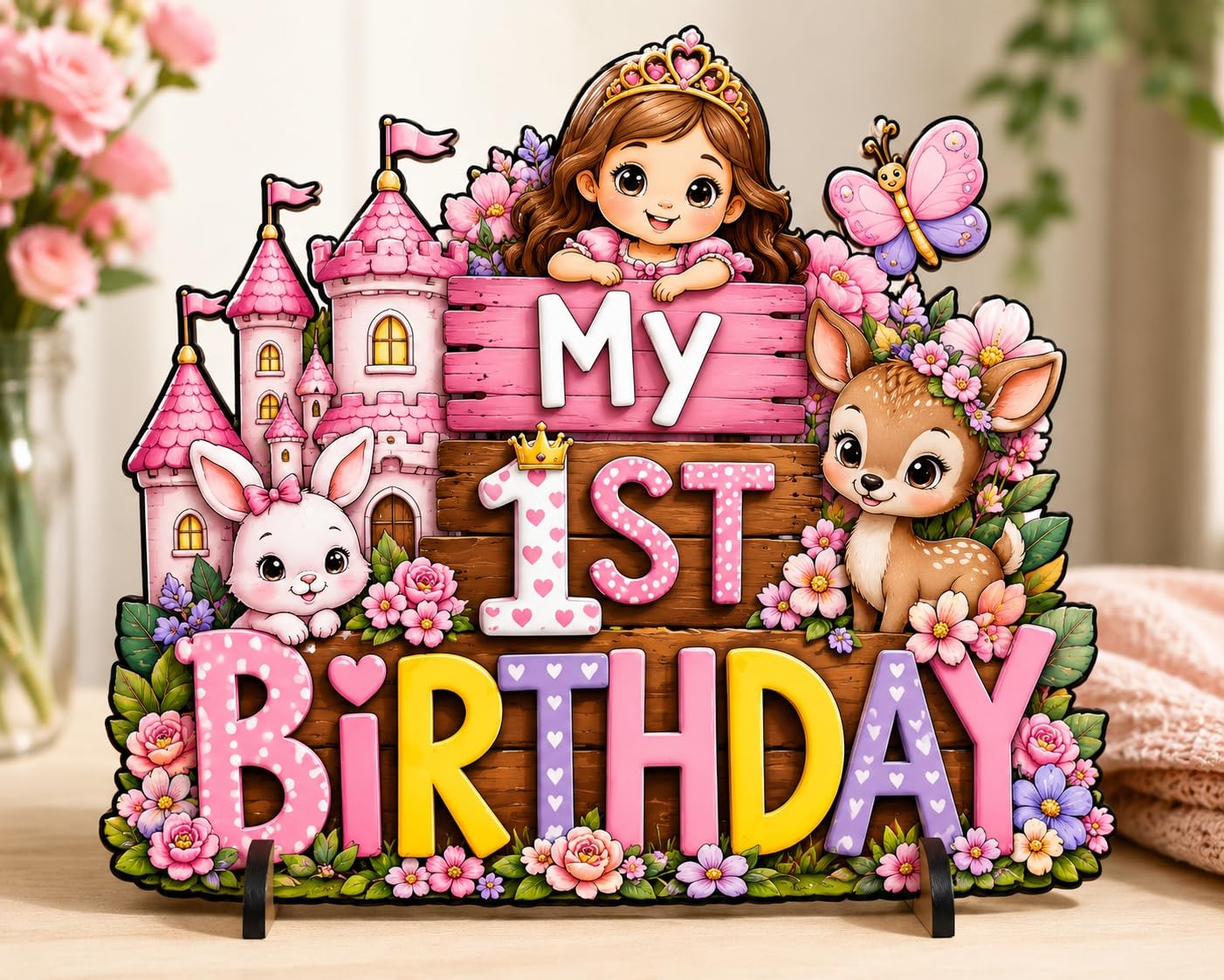 baby girl first birthday table decor