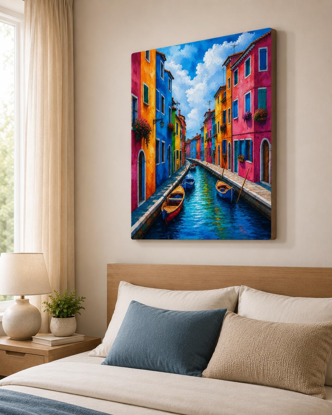 Italian canal wall painting for bedroom