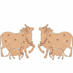 Illustration of two cows with calves on a white background