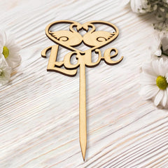Cliths Pack of 2 Wooden Swan Love Cake Toppers MDF Rustic Wedding, & Valentine's Decor for Couples