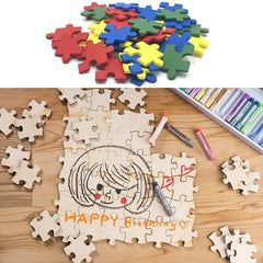Cliths Set of 100 Blank Wooden Jigsaw Puzzles Square Pieces for DIY Crafts Interlocking Craft Puzzles