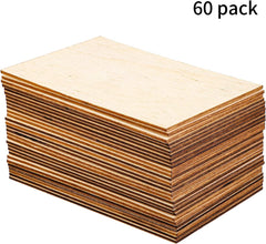 American Elm 60 Pcs 6x4 Inch Rectangle Basswood Sheets Unfinished Wood Thin Plywood Ideal for Craft DIY Projects MDF Basswood Sheet Unfinished Wood.