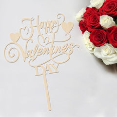 American Elm Happy Valentine's Day Cake Topper Pre Assembled Love Decor for Valentine's Romantic Cake Decorations MDF