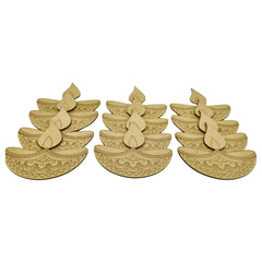 Cliths Pack of 12 Diya Cutouts for Diwali Decoration MDF Pre Marked Easy to Paint DIY Craft Art Hindu Festival Decor Kids Activity