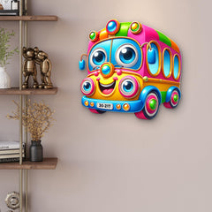 printed mdf cartoon bus wall art for children's room