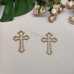 Cliths Pack of 20 Wooden Cross Cake Toppers MDF Christian Cross Craft Shapes Cross Decor