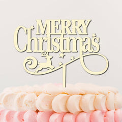 Cliths "Our First Christmas" Cake Topper Wooden Keepsake Decor for Newlyweds, Engagements & Holiday Birthdays