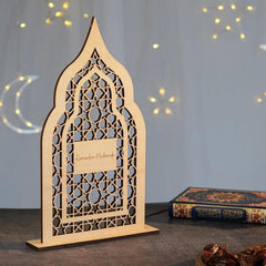 Cliths Set of 2 Ramadan & Eid Wooden Decor Wreath Table Display Islamic Mosque Home Decoration