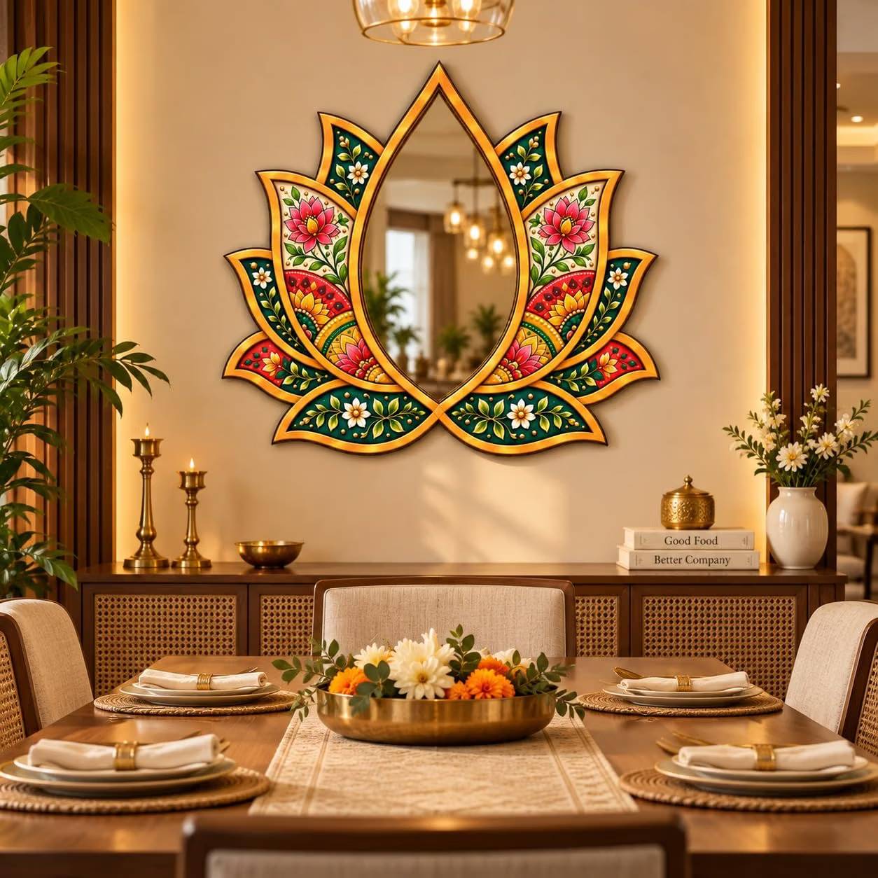 lotus mirror for entryway decoration