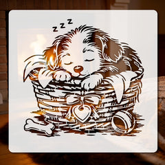 sleeping puppy stencil for diy painting