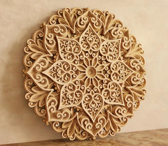 American Elm 7 Layer Flower Mandala Wall Art 3D Wooden Decor MDF Cutout for Wall Hanging